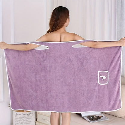 Wearable Bath Towel Wrap Coral Fleece Bow-Knot Strapless Bathrobe Quick Dry Absorbent 260GSM Soft Skin-Friendly Adult Shower Towel