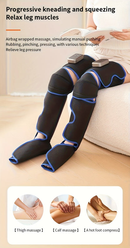 Leg Massager with Heat, Full Leg Air Compression Massager, 4 Modes Wireless Charging, Large Display
