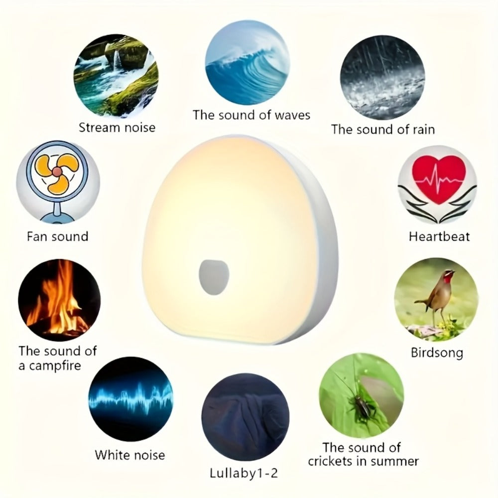 White Noise Machine with RGB Smart Light, Portable USB Rechargeable Sleep Aid, 1200mAh Battery, Touch Control