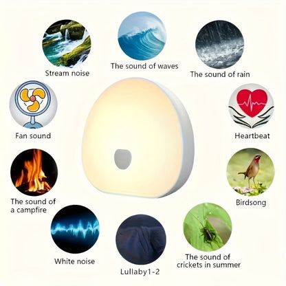 White Noise Machine with RGB Smart Light, Portable USB Rechargeable Sleep Aid, 1200mAh Battery, Touch Control