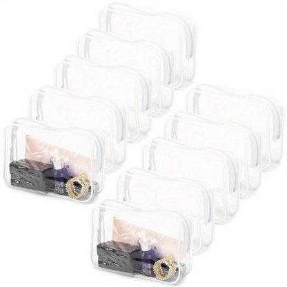 Clear PVC Makeup Bag Set 10 Pcs Transparent Waterproof Cosmetic Bags Reinforced Zipper TSA Approved Travel Toiletry Organizer See-Through