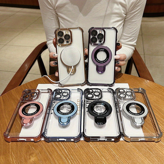 Phone Case Kickstand Bundle with Two Tempered Glass Protectors for Select iPhone 12-16 Models and Five Colors