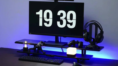 Dual Monitor Stand Riser with Storage E-Sports Style, Adjustable Height Desk Organizer with Cable Management