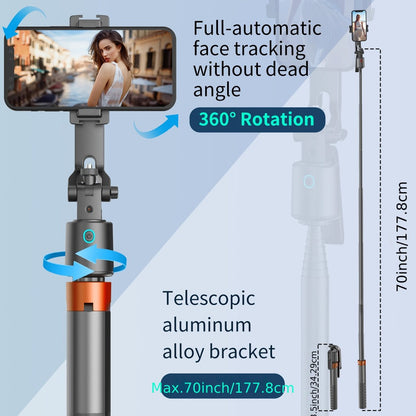 70-Inch Tracking Selfie Stick Tripod with Two Fill Lights, Floor Base, Remote and 1/4-Inch Mount