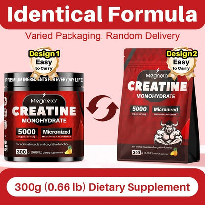 Micronized Creatine Monohydrate 5000mg Powder 300g 60 Servings, No Artificial Sweeteners or Flavors