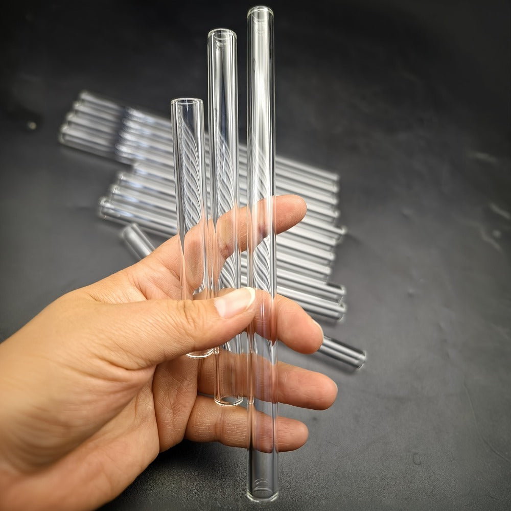 Glass Straws Reusable 12 Pack with Cleaning Brushes – Borosilicate Glass Drinking Straws 6 or 8 Inch, Clear & Colorful, Thick 12mm