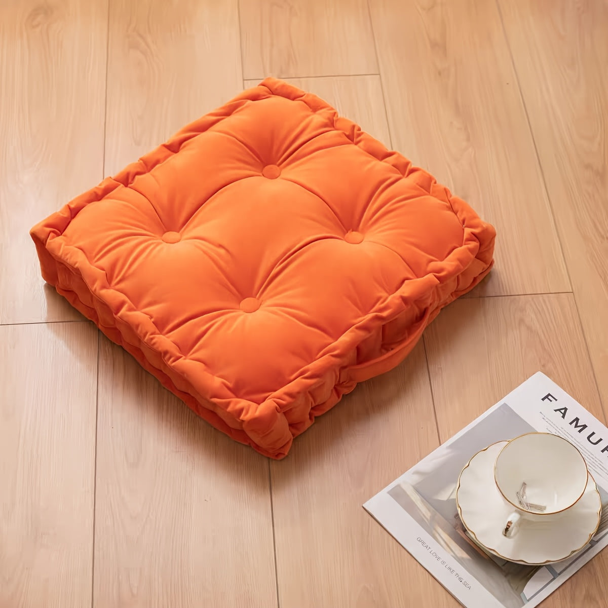 Square Flannel Floor Cushion Thickened Futon Meditation Mat Chair Seat Pad Bay Window Pillow for Entryways, Bedrooms and Living Spaces