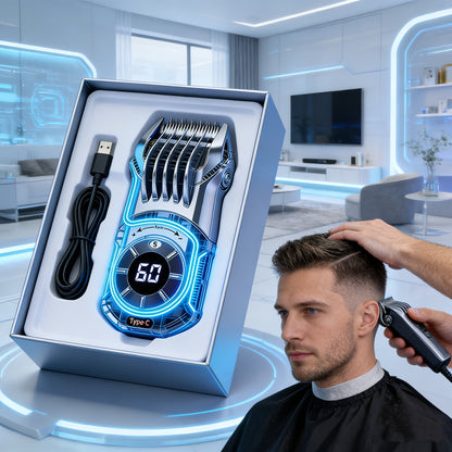 Professional Electric Hair Clipper Set for Men – 5-Speed LED Display Rechargeable Beard Trimmer & Hair Carving Kit