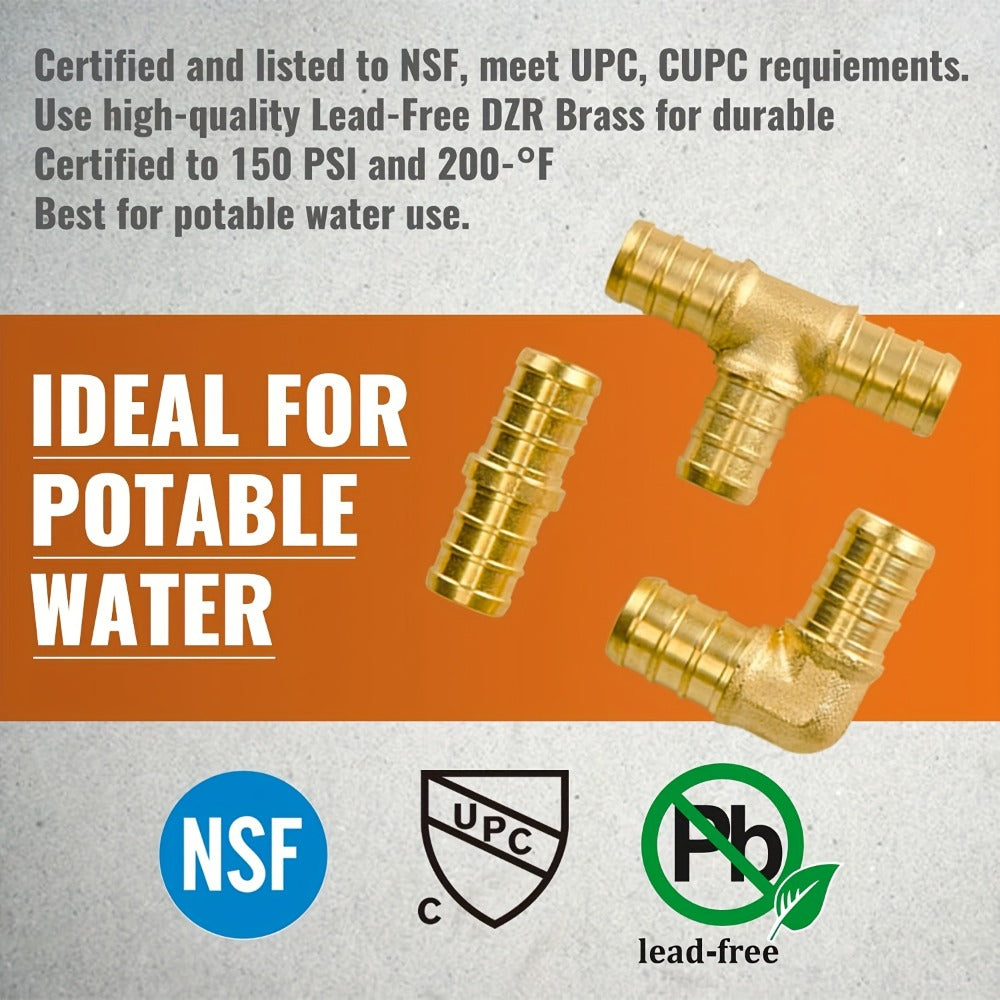 PEX Fittings Set 33pcs 1/2 Inch – Brass Crimp PEX B Fittings, 11 Each Elbow Tee Coupling, F1807 61
