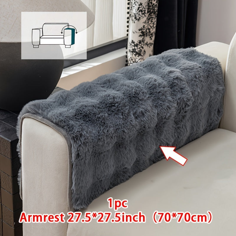 Sofa Cover Thick Faux Rabbit Plush Panels with Backing Detail for Seat, Armrest, Backrest or Pillowcase