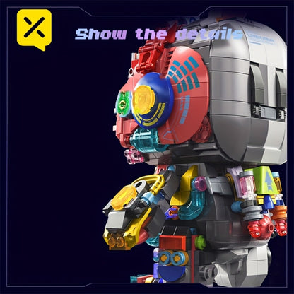 1377-Piece Mechanical Rabbit Building Block Model with Colorful Punk Styling and Rotating Limb Details