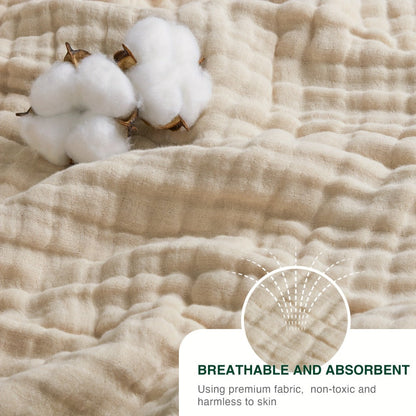 6-Layer Gauze Blanket 100% Muslin, Breathable Cotton Throw for Couch & Bed, All Season Adult Blanket