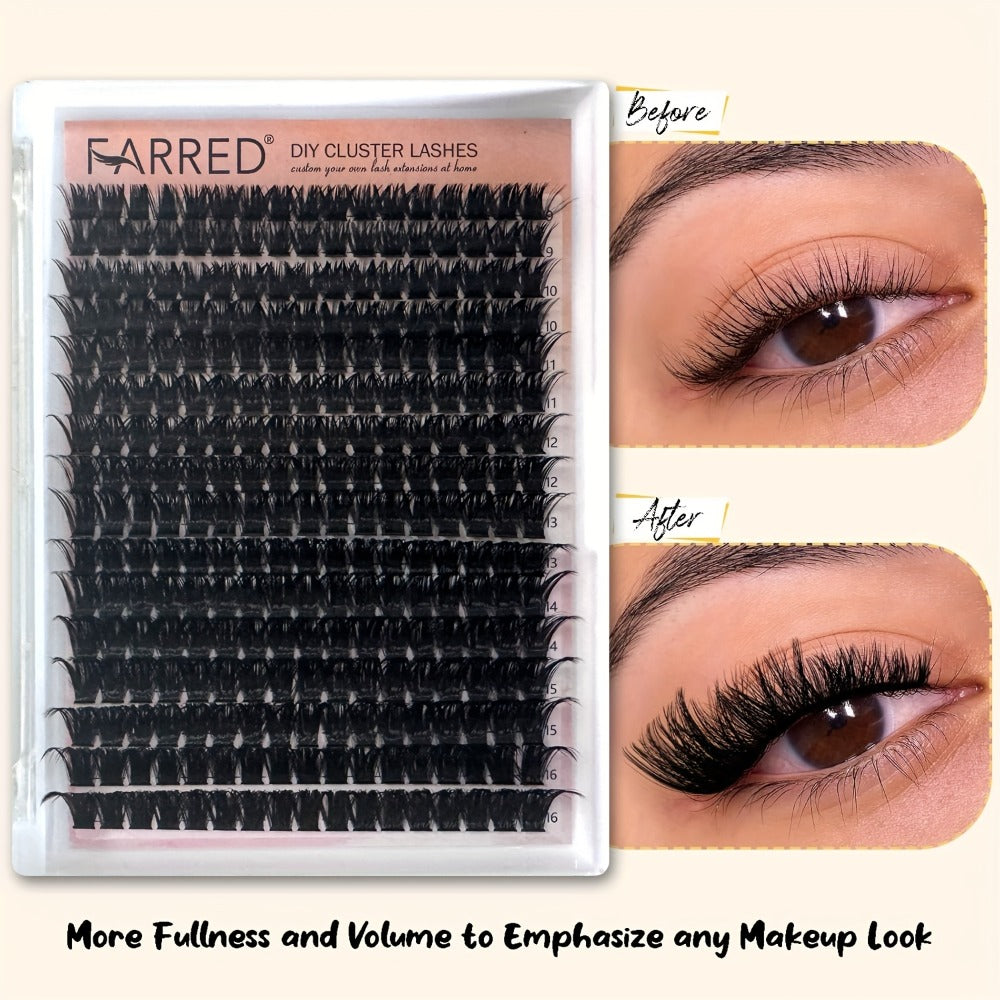 100D Volume Cluster Lashes DIY Individual Lash Extension Kit – Soft Reusable Single Clusters for Full Thick Dramatic Lash Look