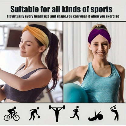 Stretchy Headbands 20 Pack for Women & Men – Soft Sweat-Wicking Non-Slip Elastic Turban Knot Hair Wraps Breathable Solid Colors for Yoga
