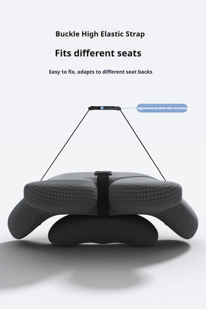 Two-Piece Contoured Seat and Lumbar Cushion Set with Adjustable Chair Straps and Three Colors