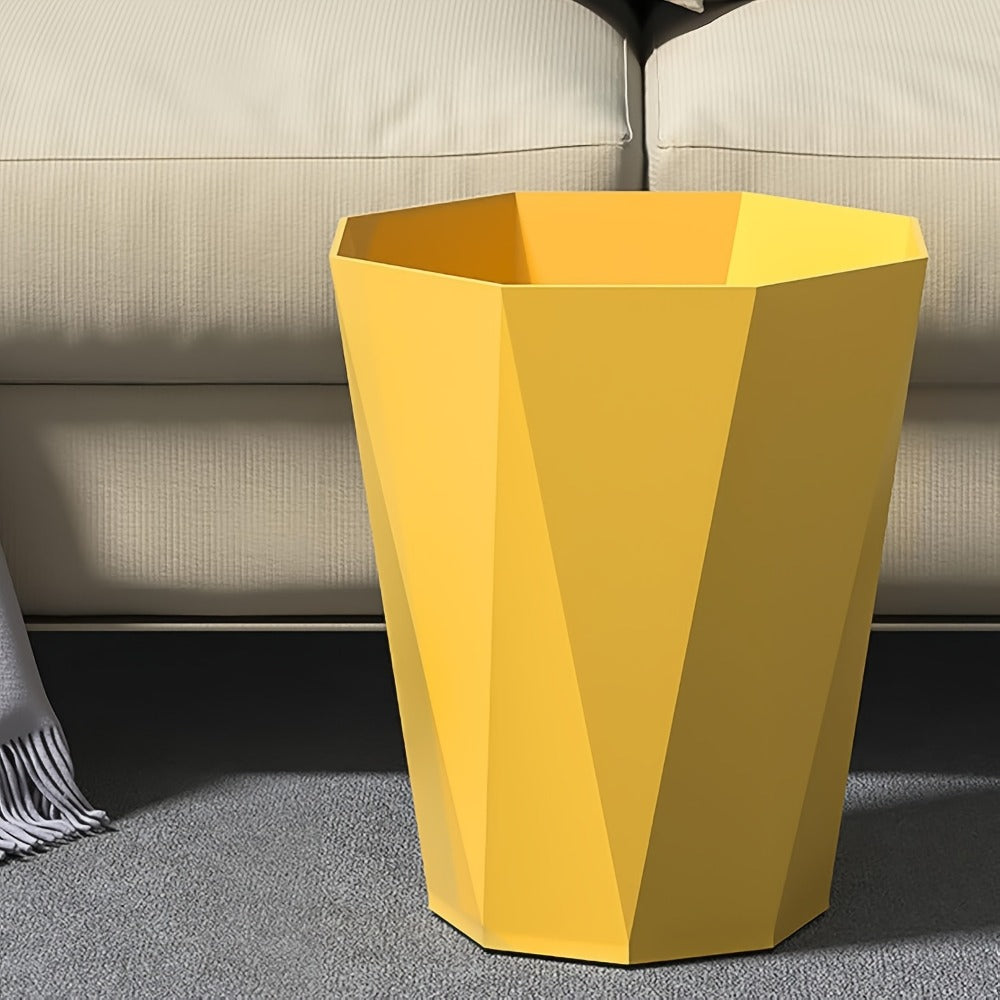 Trash Can 2 Pack Nordic Octagonal Wastebasket – Small Open Top Geometric Plastic Waste Bin with Brushed Finish for Bathroom