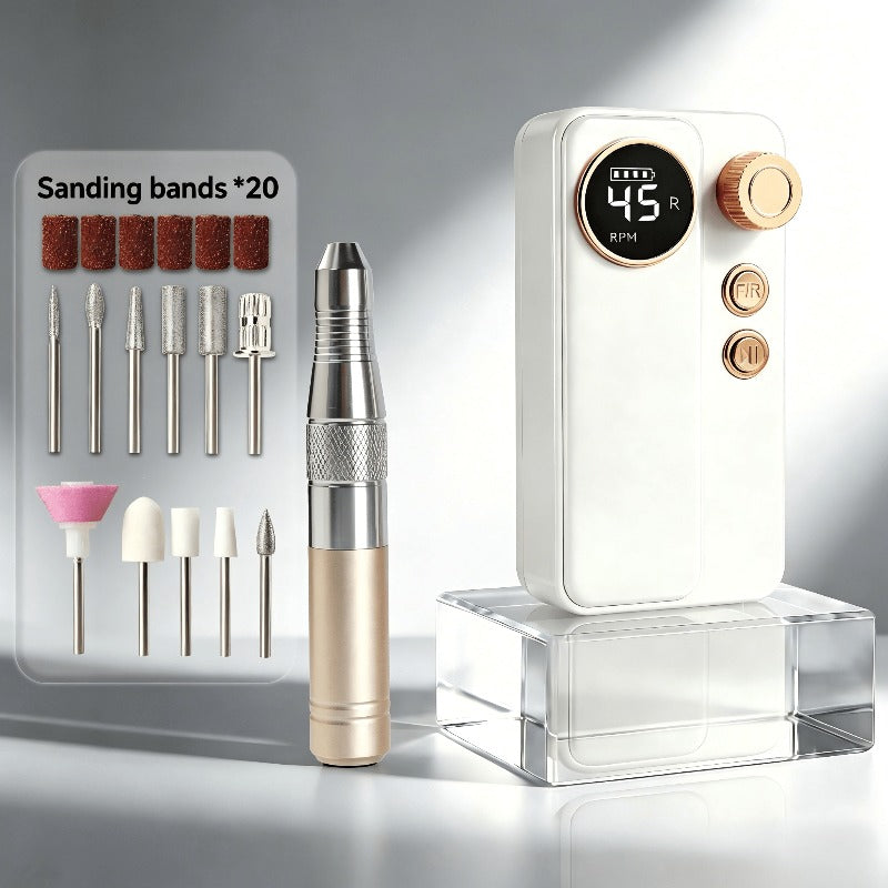 Cordless Electric Nail Drill Machine Rechargeable Professional E-File 11 Bits 20 Sanding Discs High Speed Acrylic Gel Natural Nails