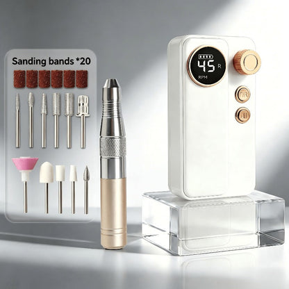 Cordless Electric Nail Drill Machine Rechargeable Professional E-File 11 Bits 20 Sanding Discs High Speed Acrylic Gel Natural Nails