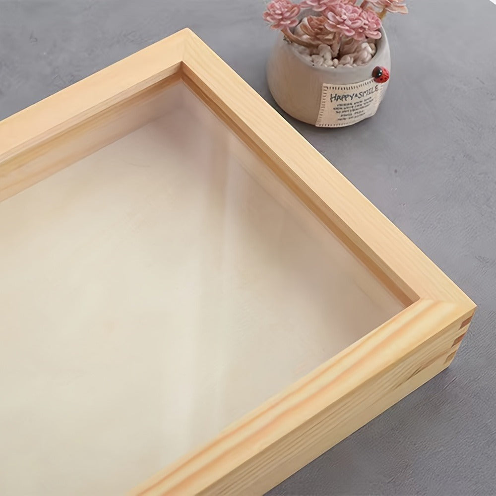 Tabletop Wooden Display Box with Transparent Hinged Lid, Metal Latch and 14.96 x 8.66-Inch Footprint