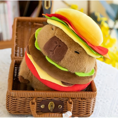 Capybara Plush Stuffed Animal Hamburger Burger Hat Funny Kawaii Plush Toy with the Listed Color, Size or Set Options for Everyday Use