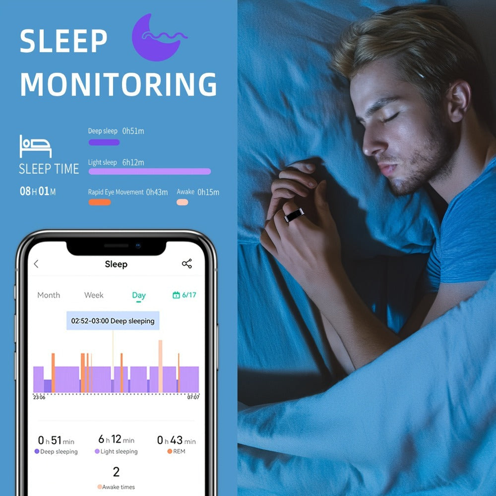 Health Monitoring Smart Ring with Heart Rate HRV Sleep Tracking, Steps Calories Body Temp & Menstrual Cycle – Bluetooth 5.3, iOS & Android