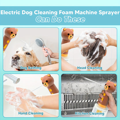 Pet Foam Bath Dispenser Electric – Automatic Dog Soap Shampoo Mixing Bottle IPX7 Waterproof Rechargeable Cleaning Foam Machine for Dog Cat