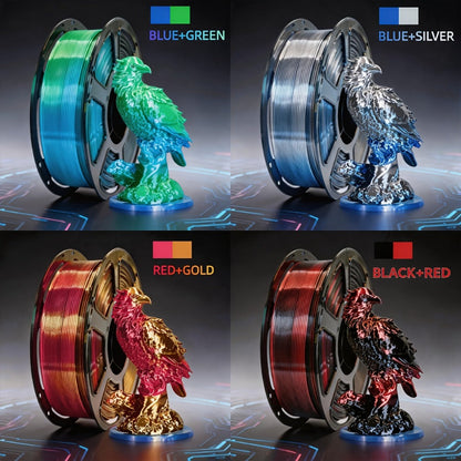 Dual Color PLA Filament 1.75mm 250g Vacuum Packed – Neatly Wound High Precision ±0.02mm Smooth Printing Two-Tone Gradient 3D Printer