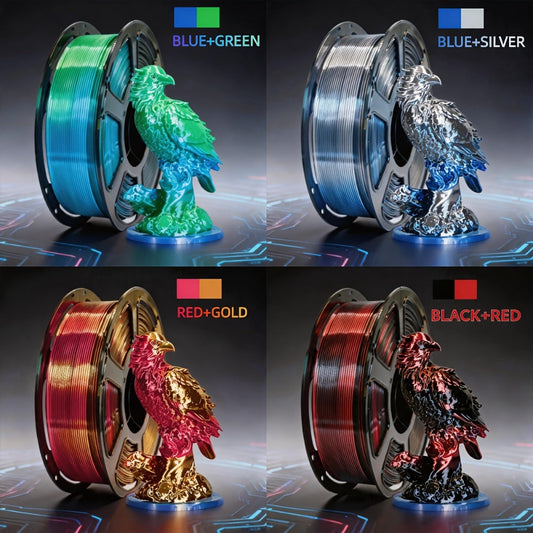 Dual Color PLA Filament 1.75mm 250g Vacuum Packed – Neatly Wound High Precision ±0.02mm Smooth Printing Two-Tone Gradient 3D Printer