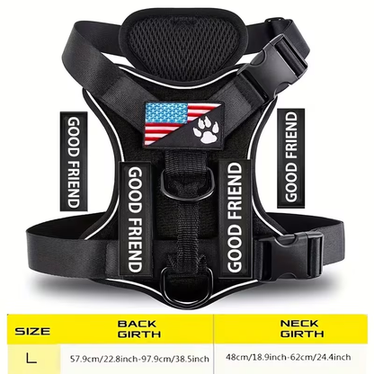 Five-Patch Dog Vest Harness in Black, Red, Rose Red, Grey or Green with XS-to-XL Sizes Pictured