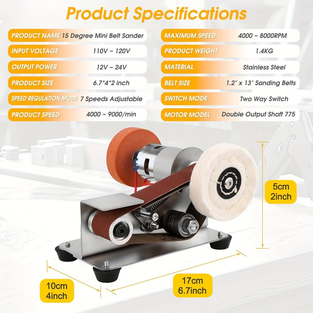 Electric Bench Grinder & Knife Sharpener - 15° Angle 7-Speed Tabletop Sanding Machine for Woodworking