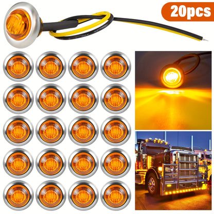 Marine Boat Lights 20 Pack, DC 12V Submersible LED Side Marker Lights for Boat Transom Stern Tail Yacht, Round Courtesy Navigation Lights