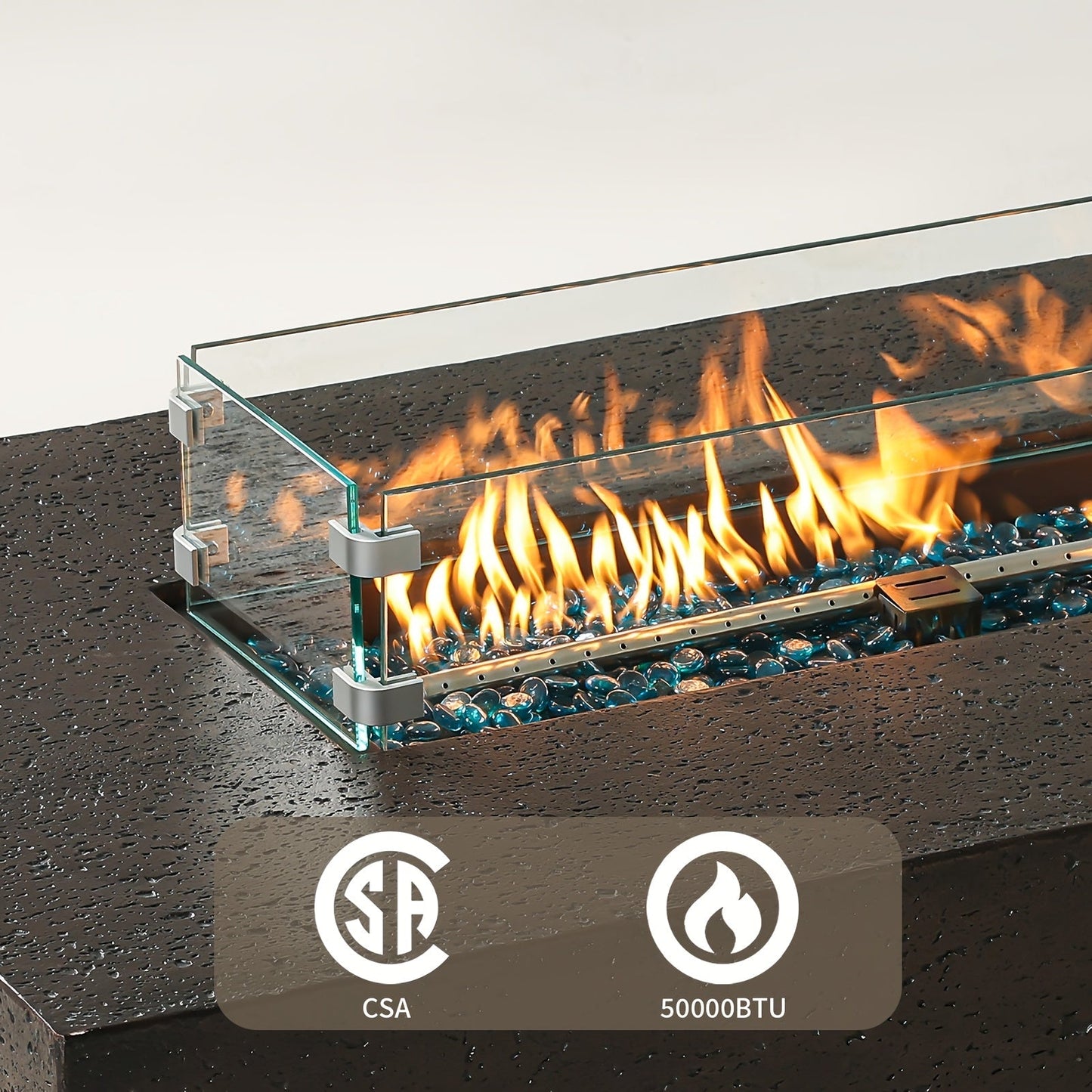Gas Fire Pit Table Outdoor Propane Fire Pit 16" Round Patio Firepit Table 50000 BTU Electronic Ignition for Backyard Garden Pool Party