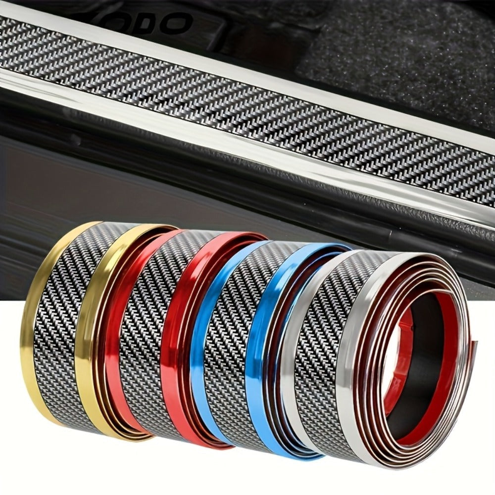Car Door Guard Scratch Protector 2pcs Carbon Fiber Design – Anti-Scratch Strip for Rearview Mirror & Bumper, Universal Fit in Blue Red Gray