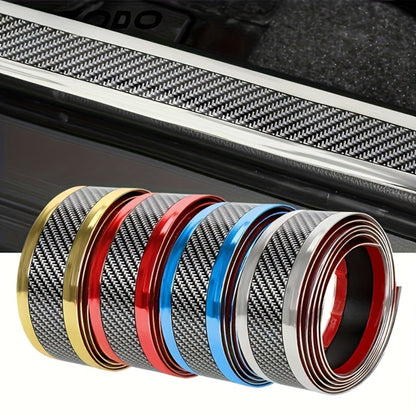 Car Door Guard Scratch Protector 2pcs Carbon Fiber Design – Anti-Scratch Strip for Rearview Mirror & Bumper, Universal Fit in Blue Red Gray