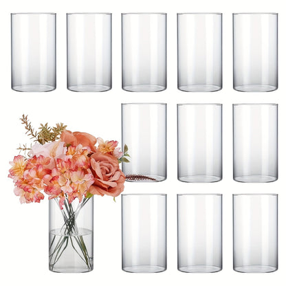 Clear Glass Cylinder Candle Holder Vases 12/24/36/48 Pcs, 4 6 8 10 Inch Tall Hurricane Floating Candle Vase