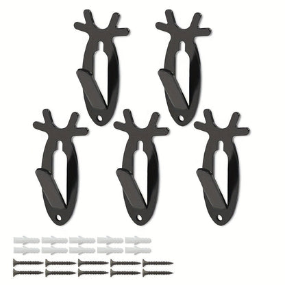 Deer Head Wall Hooks Set of 5 | Rustic Antler Wall Mount Coat Hook | Heavy Duty Steel | Entryway Bedroom Bathroom Balcony Home Decor