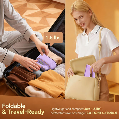 Mini Travel Steamer 2-in-1 Dry Steam Iron Foldable 180 Degree Handle 15-Second Heat 85ml for Entryways, Bedrooms and Living Spaces