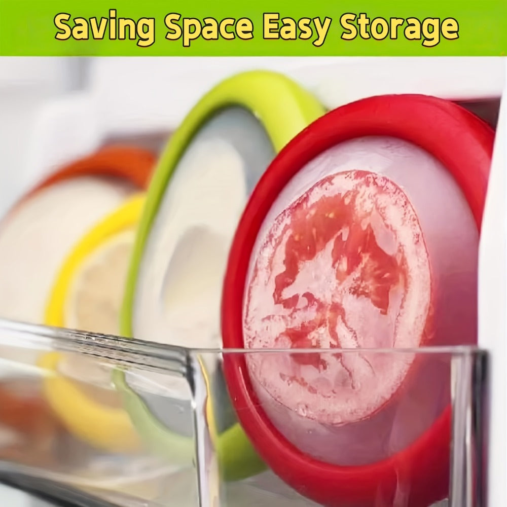 Food Storage Containers Six- or Eight-Piece Silicone Produce Saver Set for Refrigerator Organization