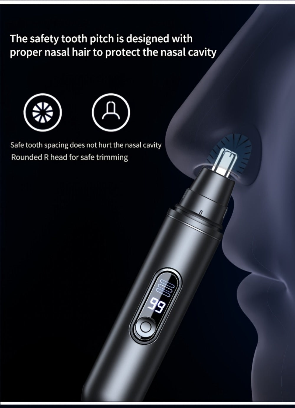 Electric Nose Trimmer with LED Display – USB Rechargeable Painless Facial Hair Removal Device for Men & Women, Nose Ear & Eyebrow Trimmer