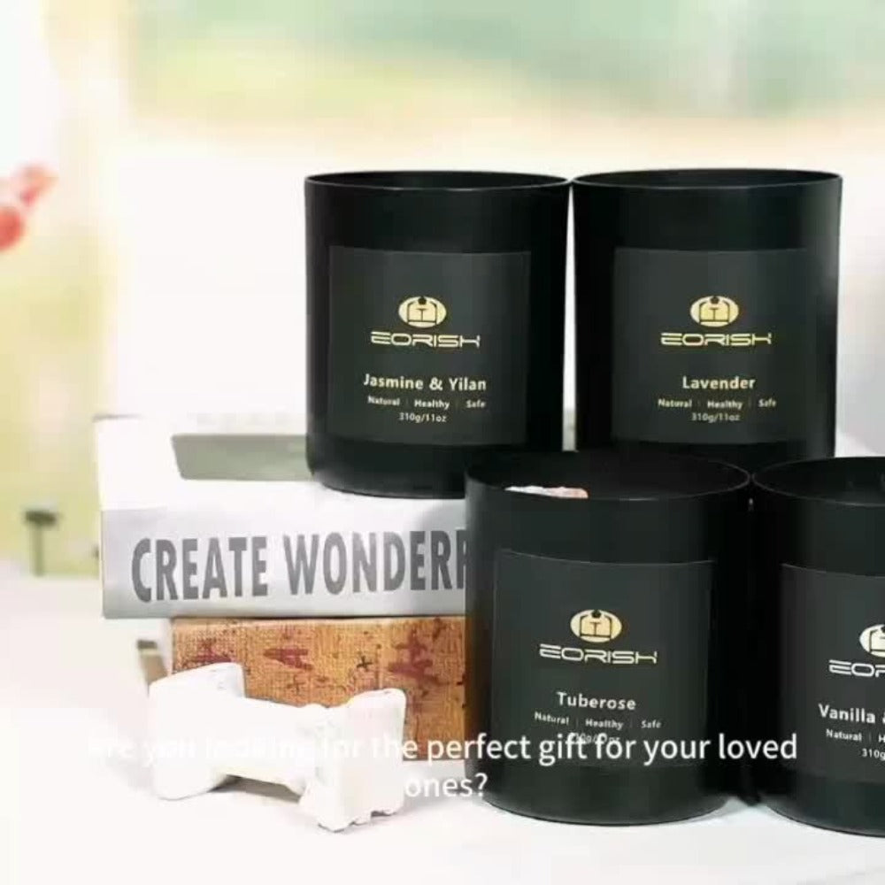 Scented Candle Gift Set 4 Candles 44oz with Crystal Stone Accents and 4 Heat-Resistant for Entryways, Bedrooms and Living Spaces