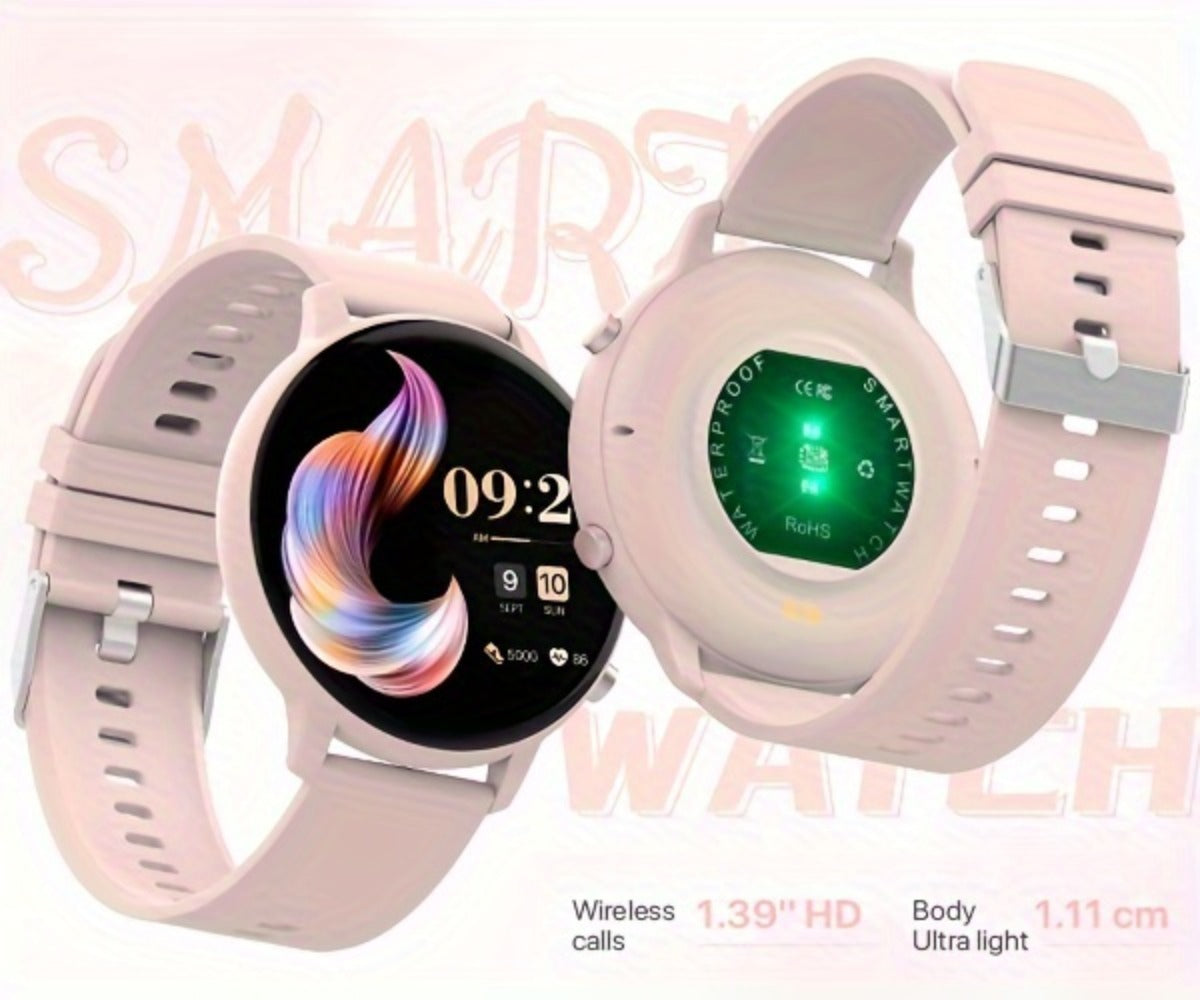 Smartwatch Voice Assistant for Women 1.39" Full Touch – Siri & Google, Wireless Calling, 100+ Sport Modes, Fitness Tracker, Weather