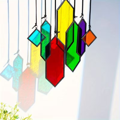 Glass Rainbow Suncatcher Hanging Ornament – Crystal Prism Window Sun Catcher for Garden, Patio & Home Decor