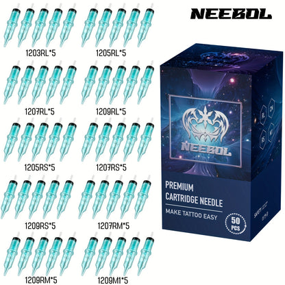 Tattoo Cartridge Needles Disposable 20/50pcs - Standard Round Liner RL & Round Magnum RM Mixed Sizes