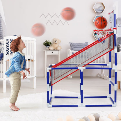Kids Adjustable Basketball Hoop Set with 2 Balls & Storage – Indoor Outdoor Sport Toy for Ages 3–6, Thick PVC Frame | Best Birthday