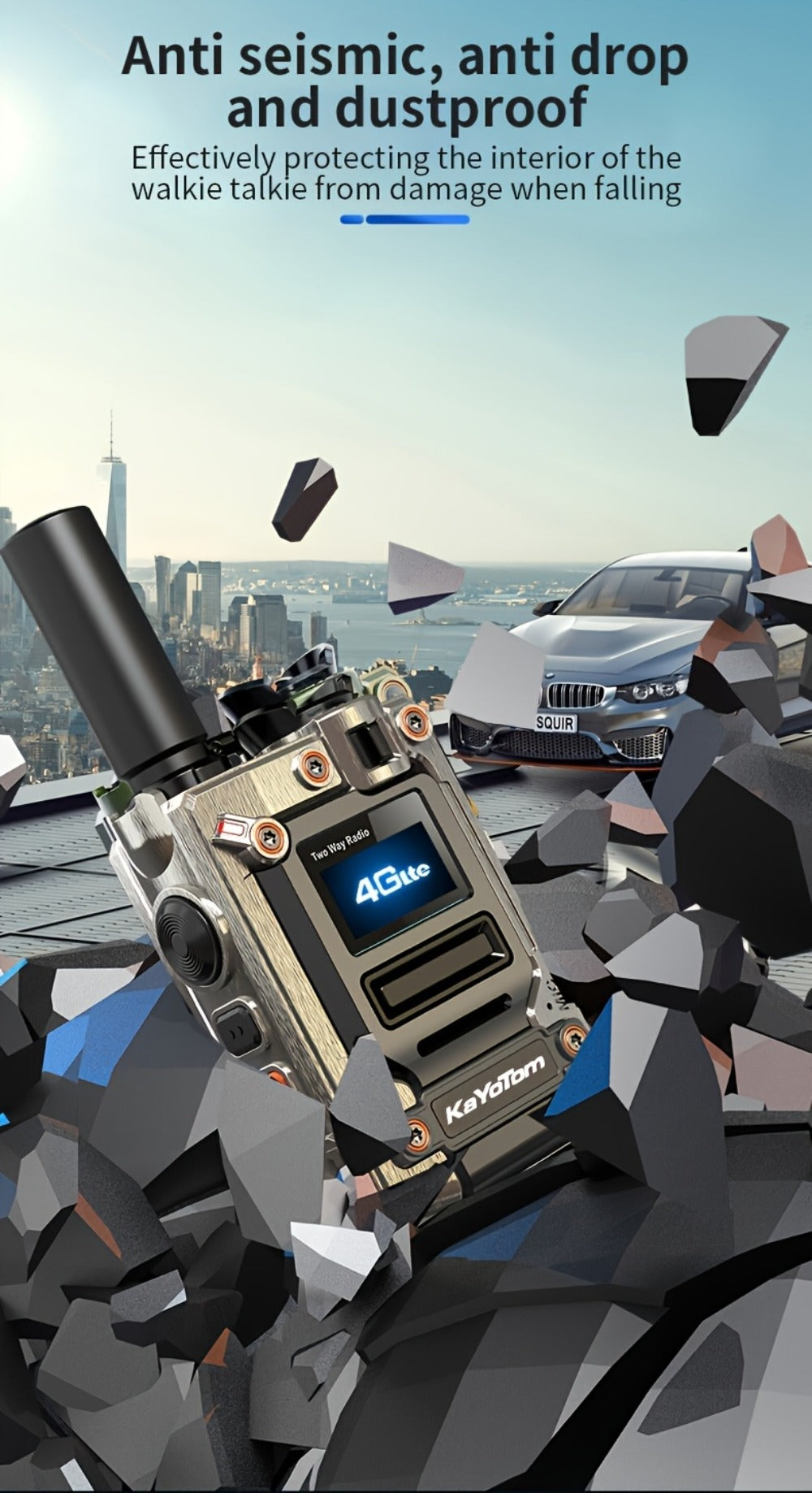 Kayotom K300S 4G Global Walkie Talkie Unlimited Range, No Monthly Fee Two Way Radio, UHF 400-480MHz Long Battery Life