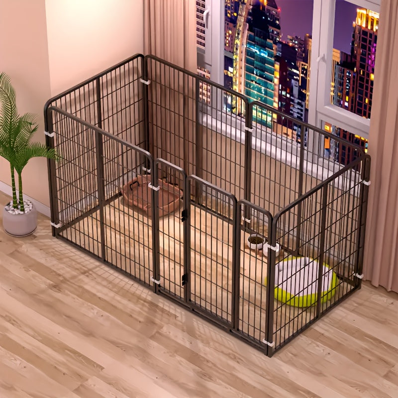 Indoor Dog Enclosure Stainless Steel Multi-Functional Playpen with Resting Play & Potty Training Areas – Flexible Modular Design