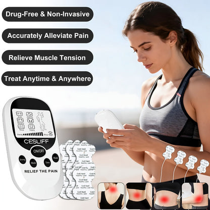 TENS EMS Dual Channel Stimulator Massager, 8 Electrodes for Back, Shoulder & Knee Pain, Recovery