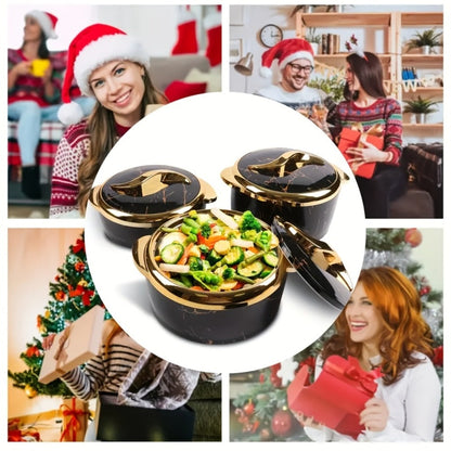 Insulated Casserole Dish Set 3-Piece Thermal Food Warmer with Lids, Stainless Steel Serving Bowls for Hot & Cold Food