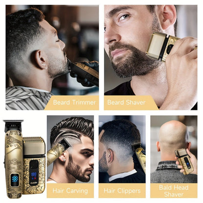 Cordless Electric Foil Shaver Grooming Kit for Men with Barber Shears Beard Mustache Trimmer Bald Head Razor Haircutting Set Father's Day