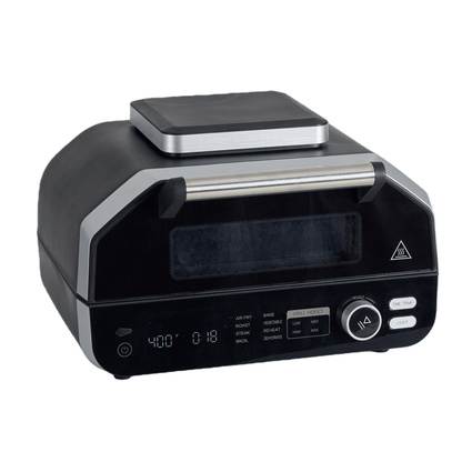 Air Fryer Grill Combo 8-in-1 Electric Indoor BBQ, Large Non-Stick Surface, Fry Basket Included, Grill